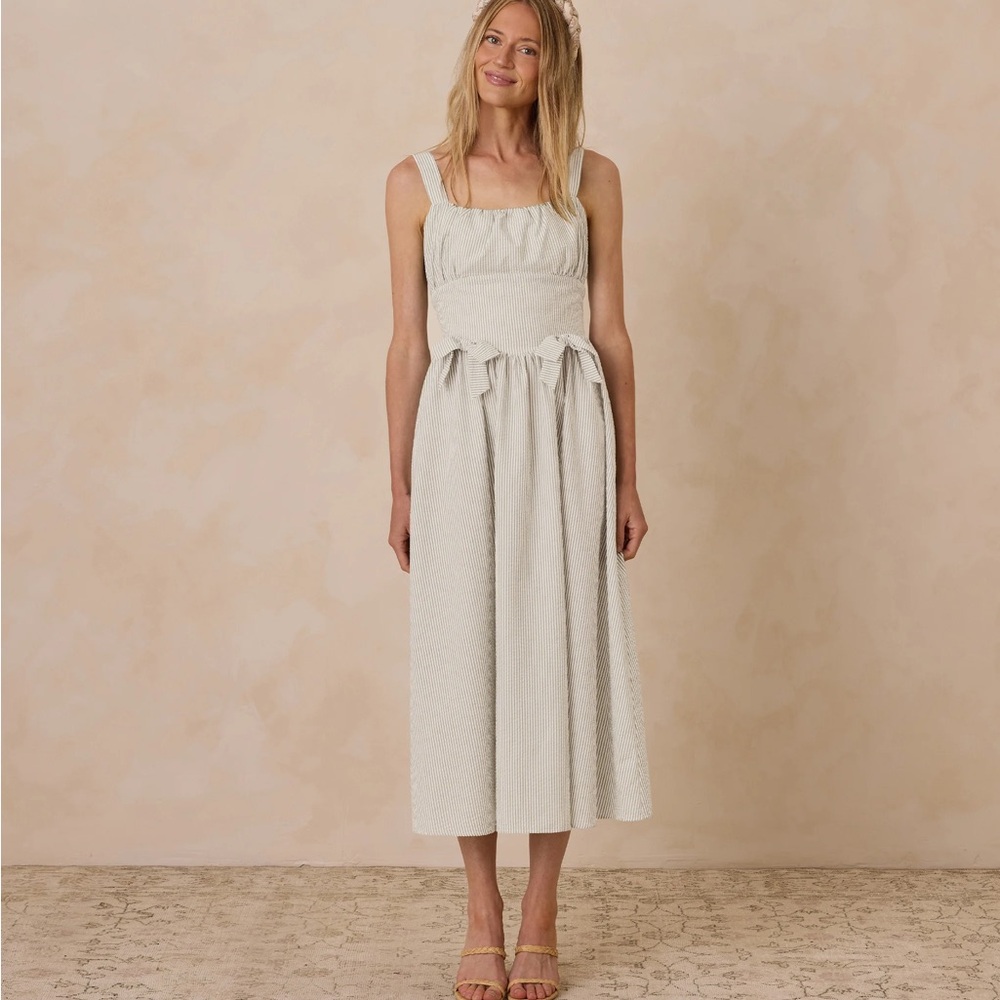 Noralee Betsy Sage Stripe Midi Dress NWT L